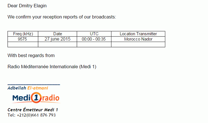 Radio Méditerranée Internationale e-qsl