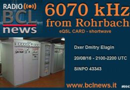 e-QSL Radio BCL News Италия Германия Август 2016 года