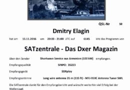 e-QSL SATzentrale — Das Radio Армения Ноябрь 2016 года