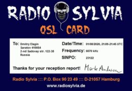 e-QSL Radio Sylvia Германия Май 2017 — Январь 2019  — Август 2020 года