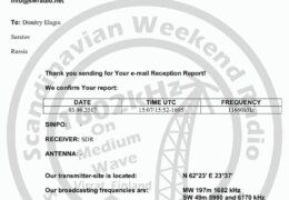 e-QSL Scandinavian Weekend Radio Финляндия Июнь 2017 года