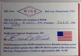 QSL WINB США Июль 2019 года