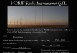 e-QSL VORW Radio International Австрия Июль 2020 года