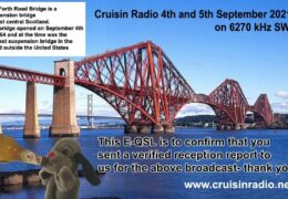 e-QSL Cruisin Radio Великобритания Август Сентябрь 2021 года